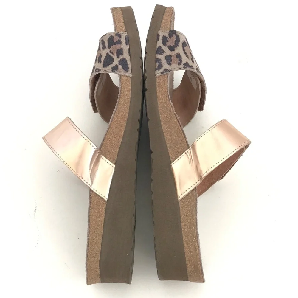 NAOT Leopard Print Sandal Leather Metallic Rose Gold Althea Women’s Size 9
